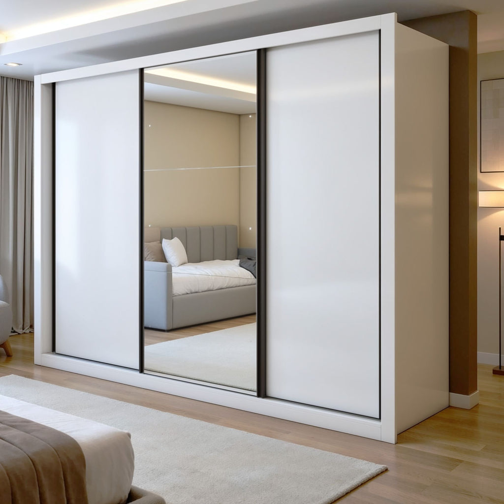 Guarda-Roupa Casal 3 Portas de Correr 6 Gavetas Premium Liv Yescasa MDP Branco