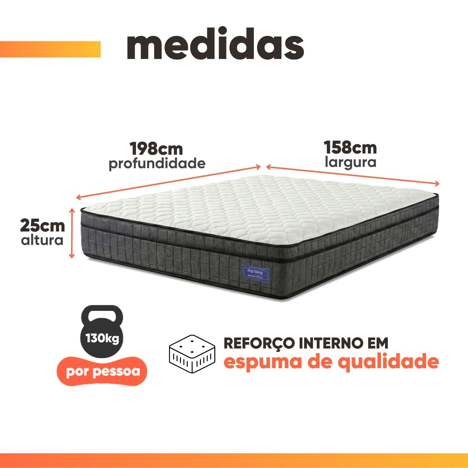 Colchão Queen Ortopédico D33 Euro Pillow Ultra Apolo Espumas 158x198x25cm