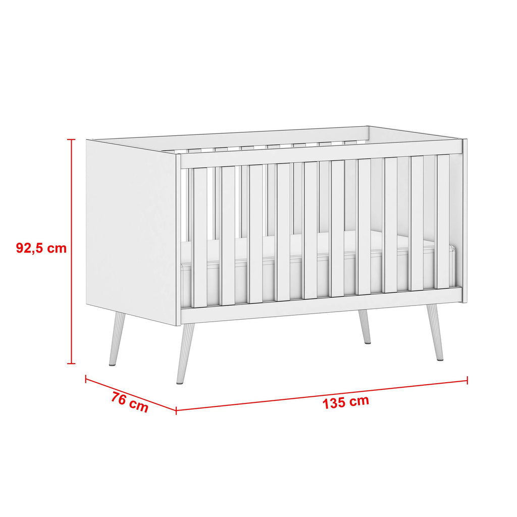 Quarto de Bebê Completo Retrô Melinda Mobili Berço 3 em 1 Cômoda e Guarda-Roupa