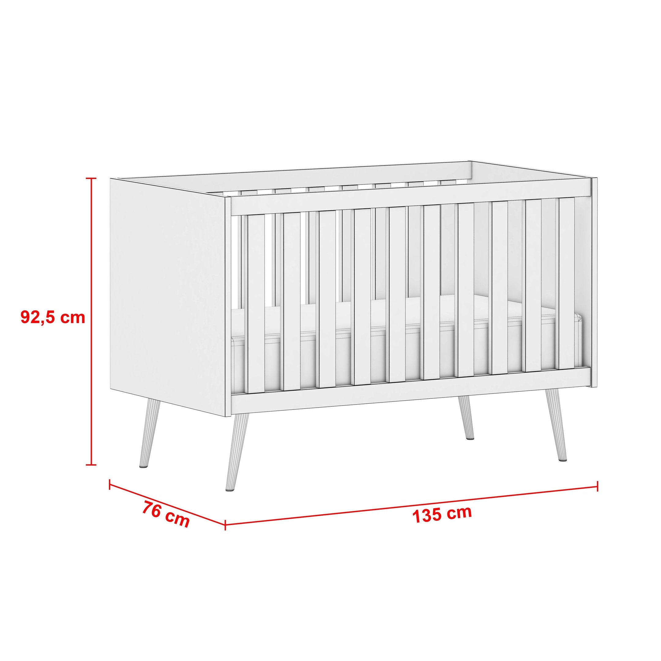 Quarto de Bebê Completo Retrô Melinda Mobili Berço 3 em 1 Cômoda e Guarda-Roupa
