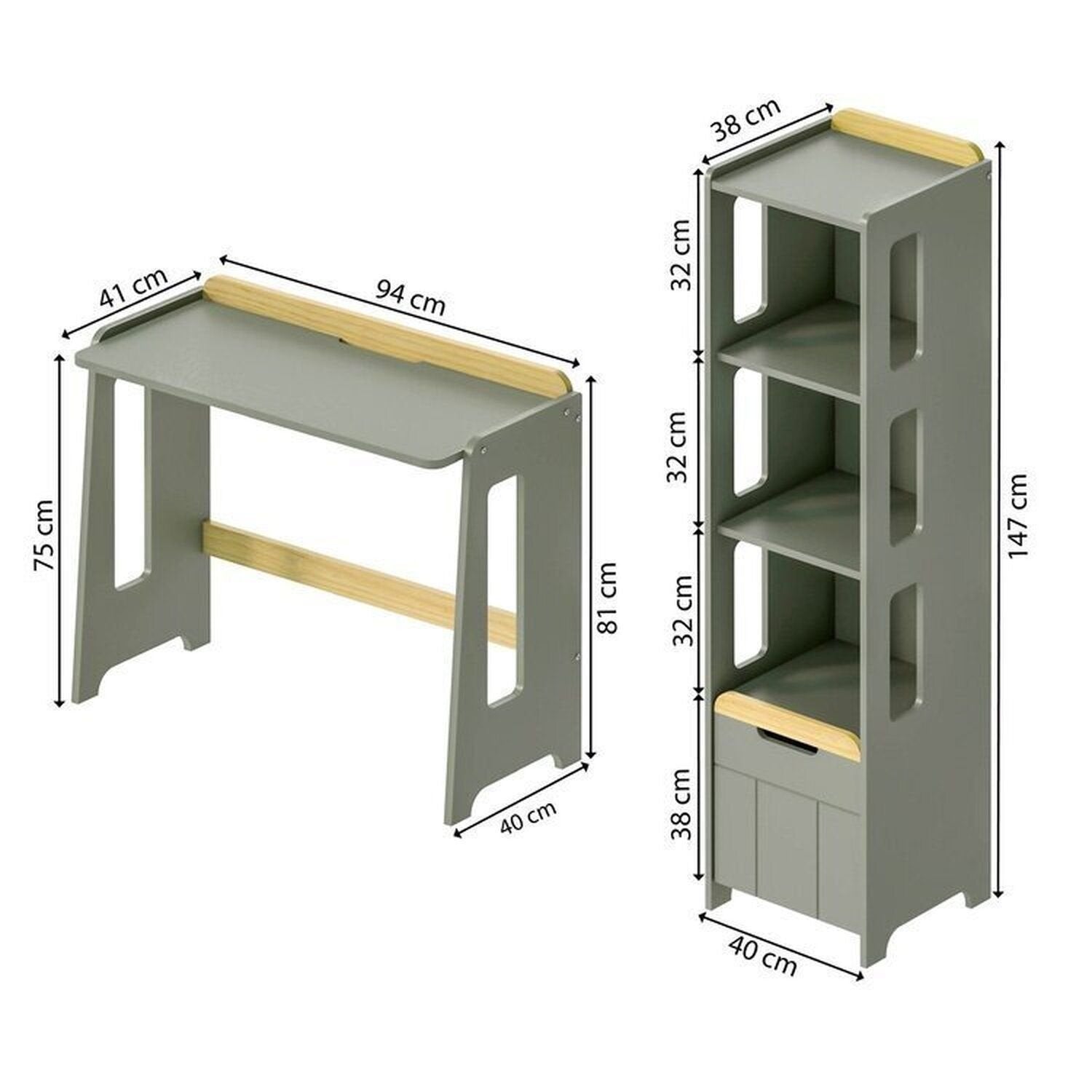 Conjunto Quarto Completo Treliche com LED, Escrivaninha e Estante Petit Casatema MadeiraOriginals