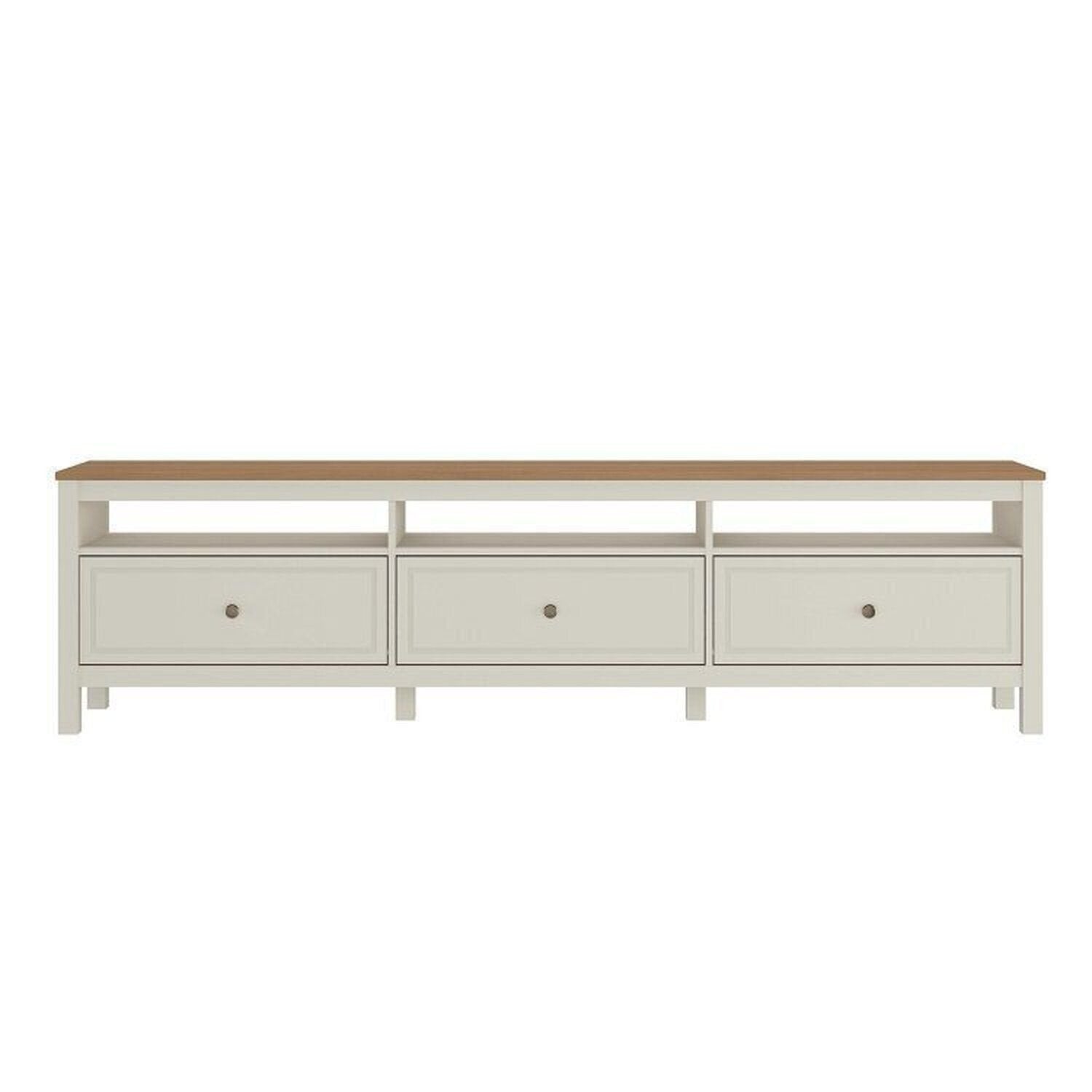 Conjunto Sala de Estar Ananda Rack e Cristaleira Madeira Maciça Off White/Mel CabeCasa MadeiraMadeira