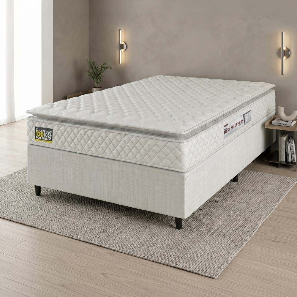Colchão Casal Espuma D33 Pillow Top New Millenium Hellen 138x188x19cm Branco