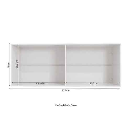 Armário Aéreo Baixo 4 Portas 175cm Modulado Adapt N543 Kappesberg Branco