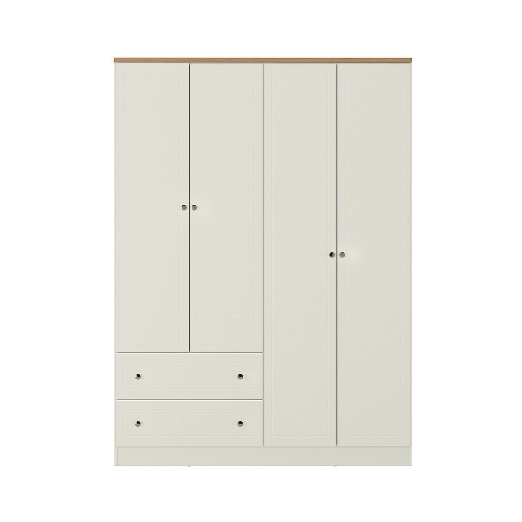 Guarda-Roupa Casal 4 Portas 2 Gavetas Ananda CabeCasa Bege/Offwhite