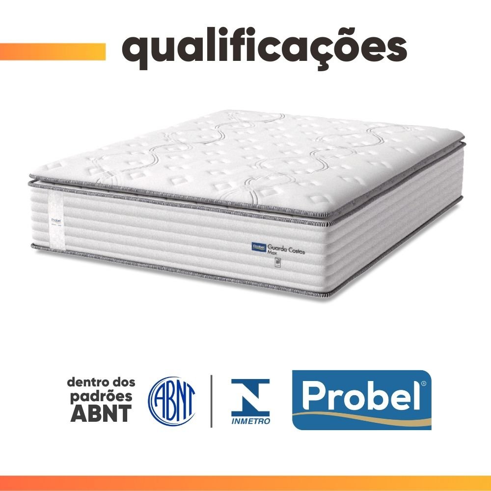 Colchão Queen Molas Guarda Costas Max Pillow Probel Branco/Cinza 158x198x40cm