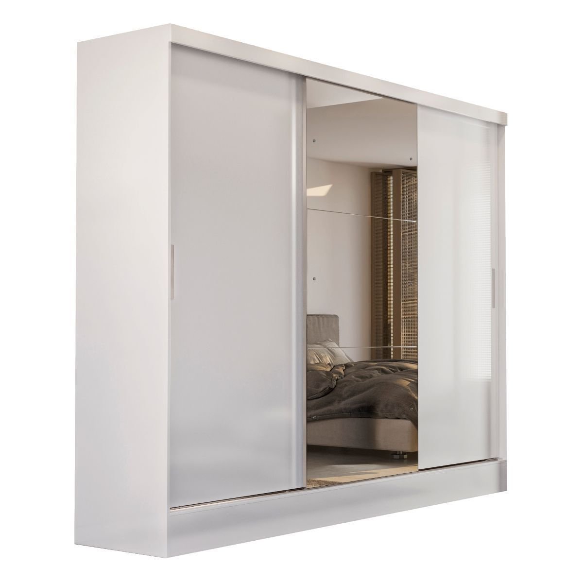 Guarda-Roupa Casal 3 Portas de Correr 4 Gavetas Plata Demóbile MDP Branco