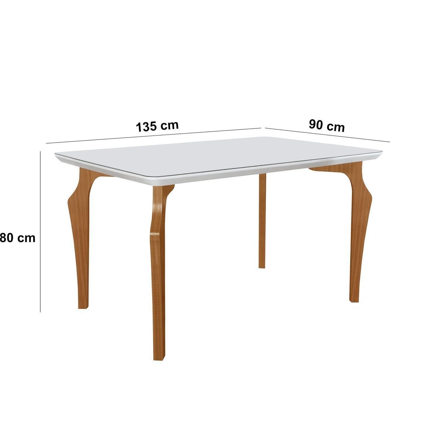 Conjunto Sala de Jantar Mesa Tampo Vidro/MDF com 4 Cadeiras Marialice LJ Móveis Cinamomo/Off White/Bege