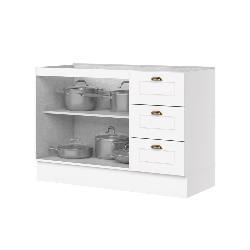 Balcão para Pia 2 Portas 3 Gavetas MDF 120cm Emily Espresso Henn Branco HP