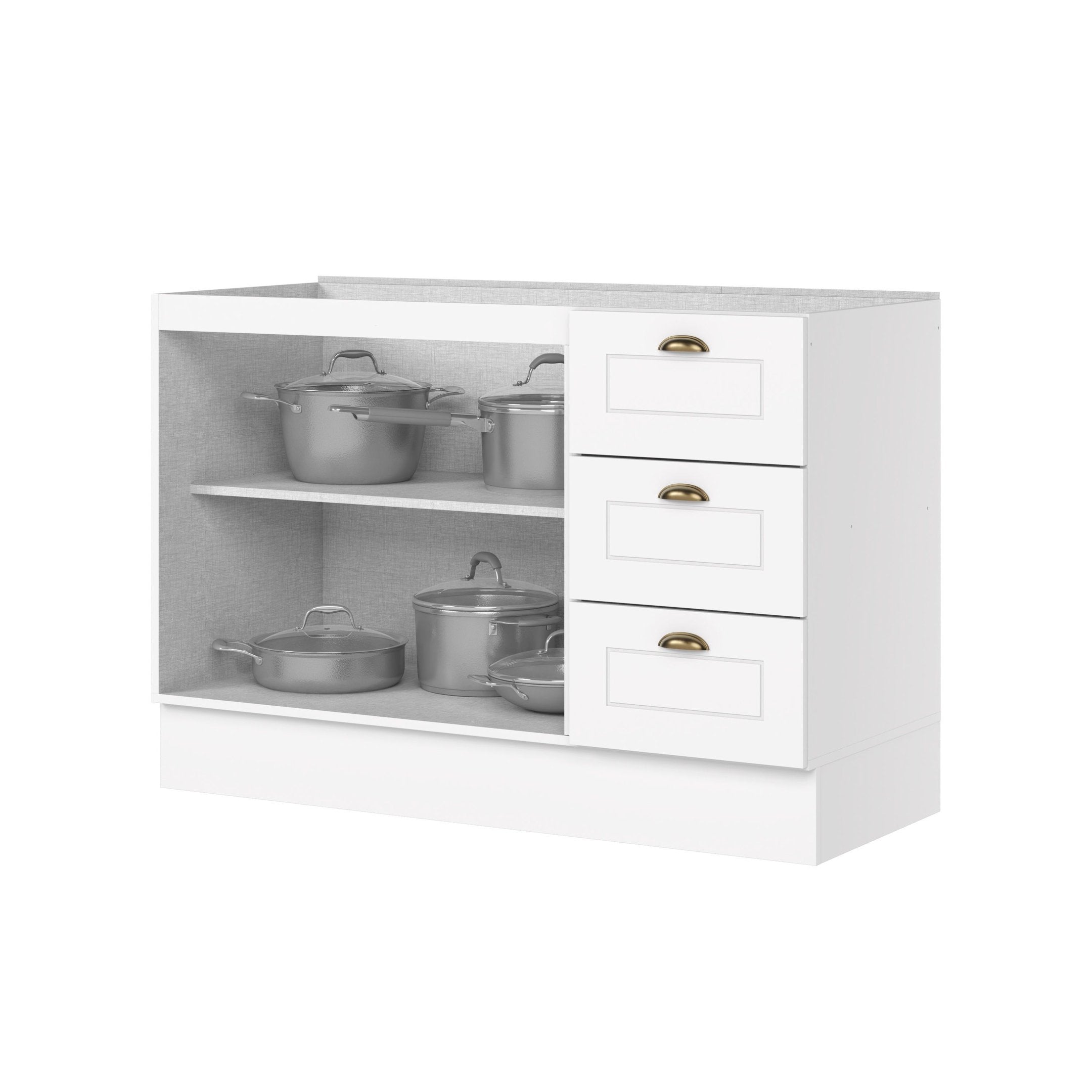 Balcão para Pia 2 Portas 3 Gavetas MDF 120cm Emily Espresso Henn Branco HP