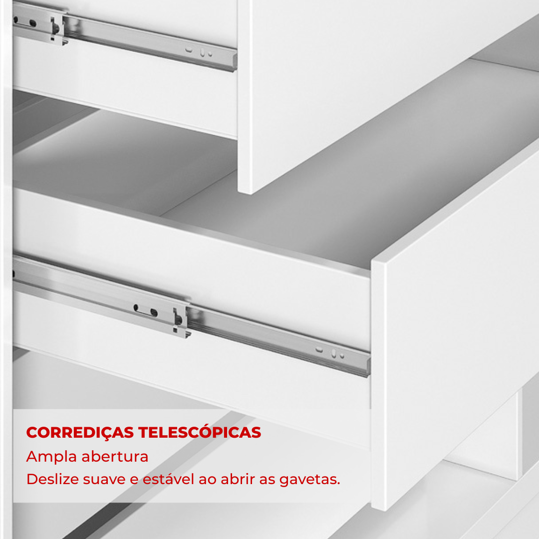 Guarda-Roupa Casal 2 Portas de Correr 4 Gavetas London Demóbile 100% MDF Branco/Amêndola