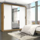 Guarda-Roupa Casal 4 Espelhos 3 Portas de Correr 4 Gavetas Max Plus Espresso Móveis Branco