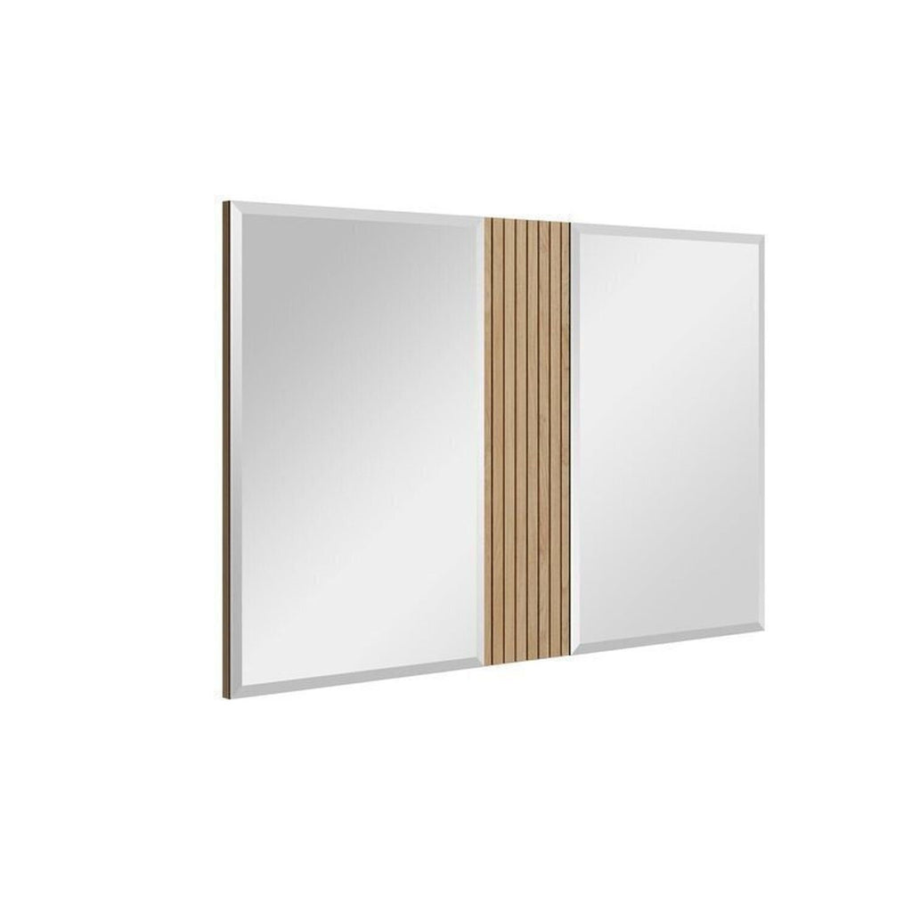 Conjunto para Banheiro Bancada Porcelanato Cuba Apoio Armário Espelho Ripy Bumi 120cm Amarelo/Wood/Travertino