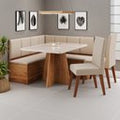 Conjunto Canto Alemão com Baú Mesa 120x77,8cm Tampo Vidro e 2 Cadeiras Milão Viero