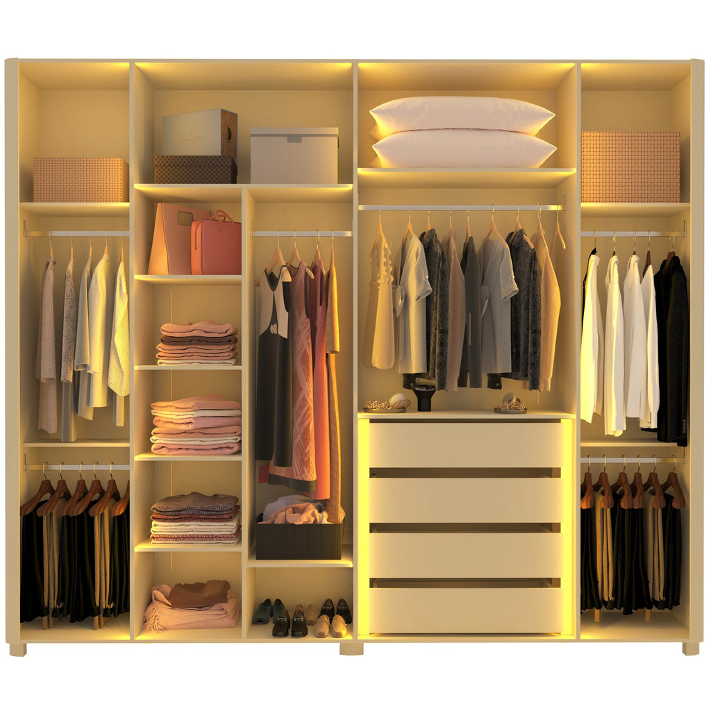 Guarda-Roupa Casal 6 Portas 6 Gavetas Innova Gelius Móveis 100% MDF Branco/Off White