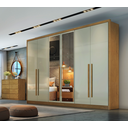 Guarda-Roupa Casal 6 Portas 6 Gavetas Reno Novo Horizonte 100% MDF Marrom/Cumaru/Fendi