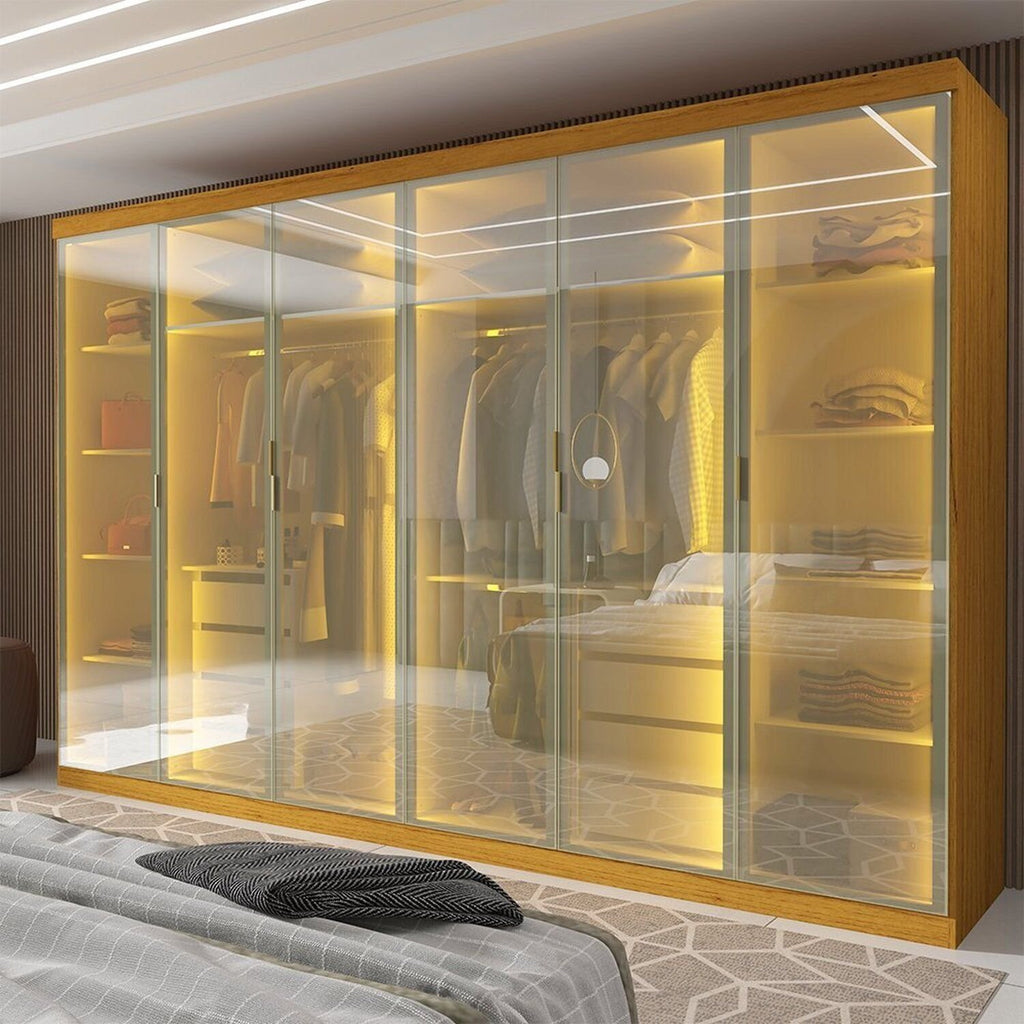 Guarda-Roupa Casal 6 Portas Reflecta Cumaru Yescasa 100% MDF Marrom/Marrome