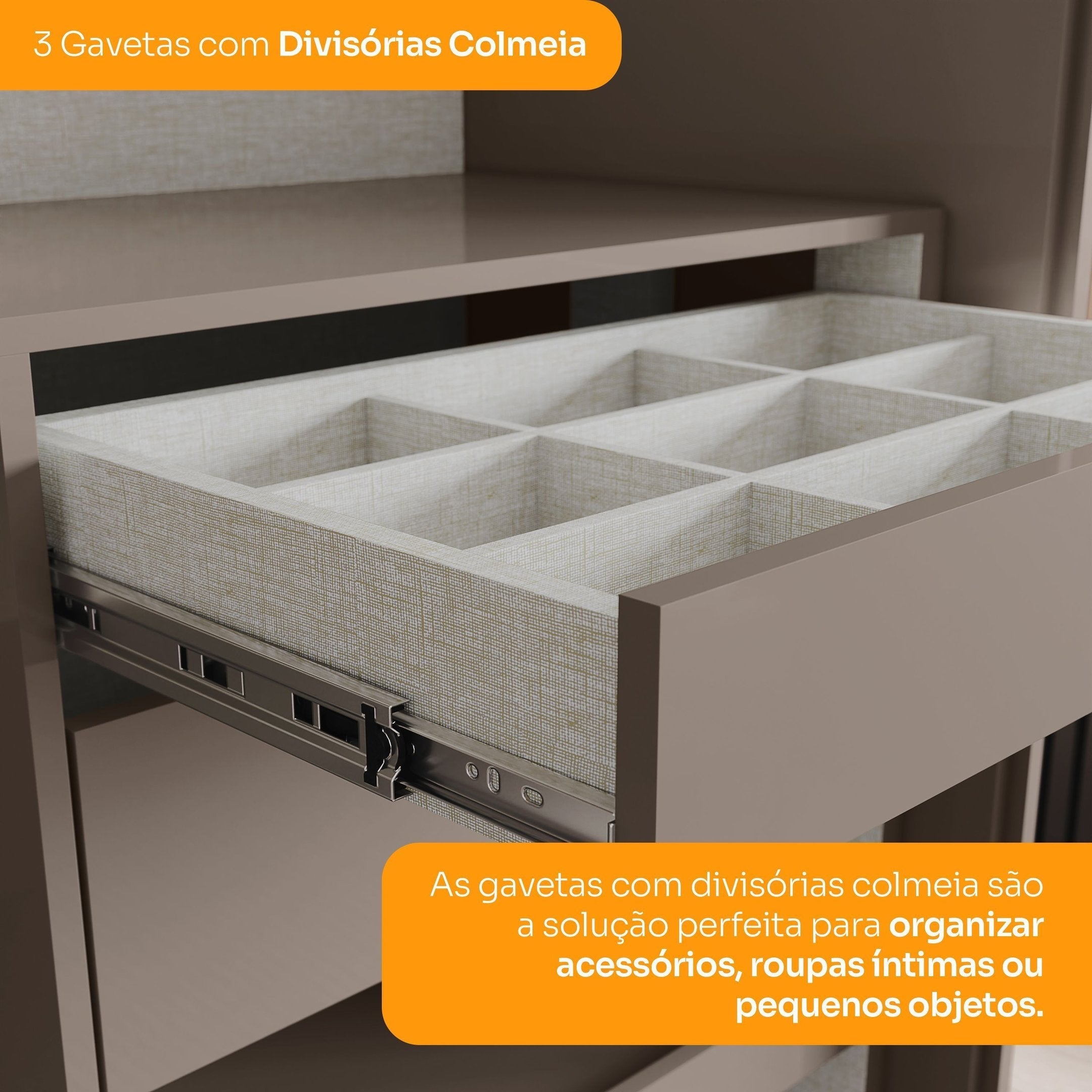 Guarda-Roupa Casal Henn Dream 2 Portas Deslizantes com Espelho 100% MDF Off White/Avelã