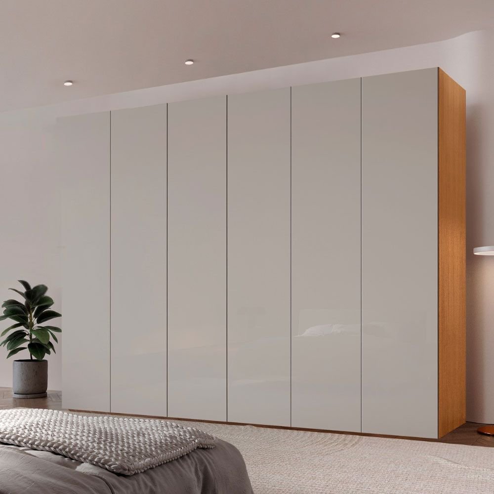 Guarda-Roupa Casal Coliseu 6 Portas 6 Gavetas 100 MDF Moderna Mobília Naturalle