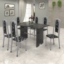 Conjunto Sala de Jantar Mesa Tampo Ardósia com 6 Cadeiras Lavínea Soma Móveis