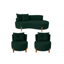 Conjunto Sala de Estar 2 Poltronas e Sofá Curvo Orgânico Boucle MD Montanaris Decor