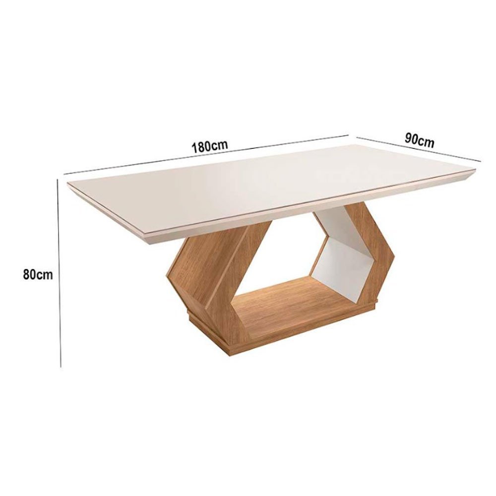 Conjunto Sala de Jantar Mesa Retangular Tampo Vidro/MDF Alvorada 180x90 com 6 Cadeiras Melissa Rufato