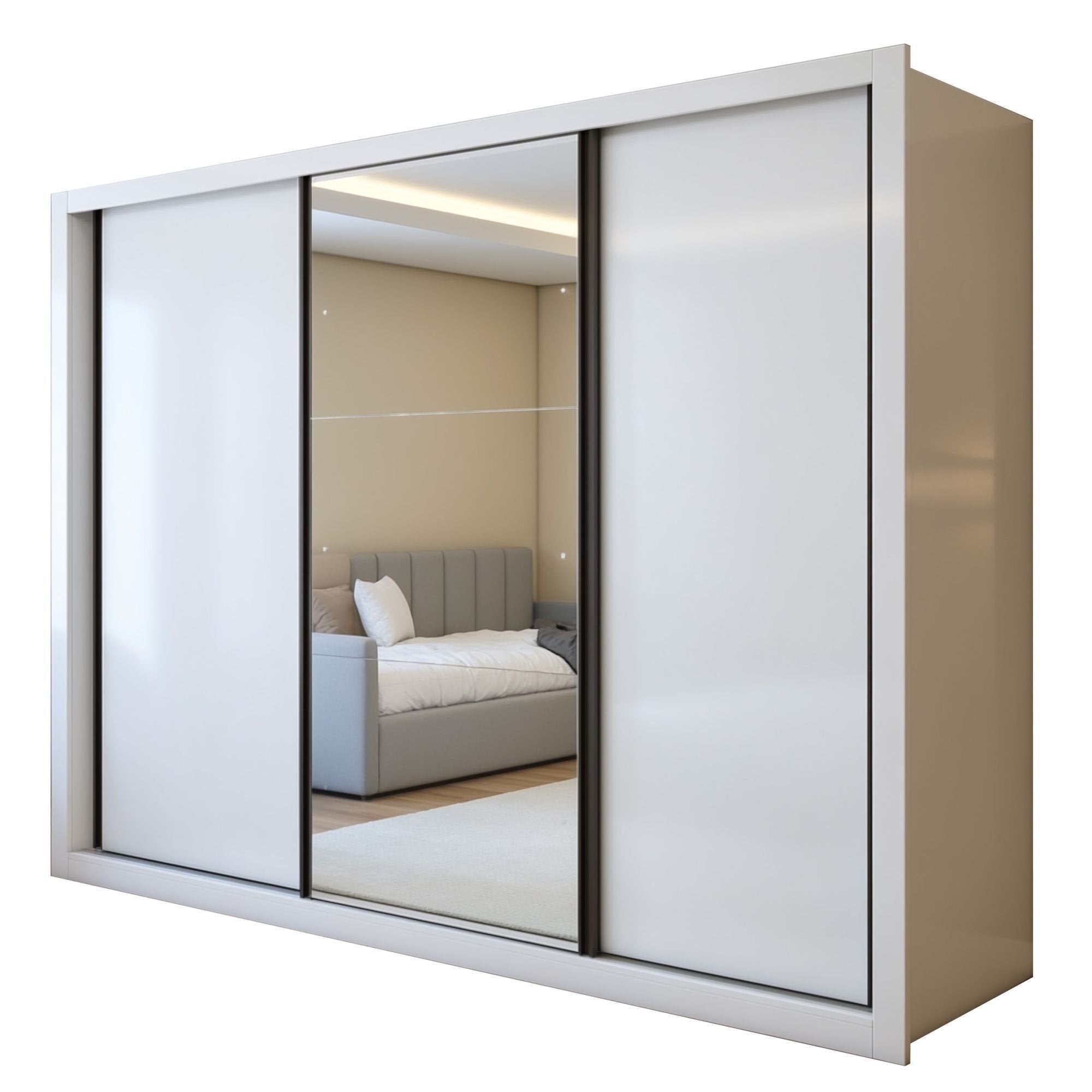 Guarda-Roupa Casal 3 Portas de Correr 6 Gavetas Premium Liv Yescasa MDP Branco