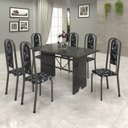 Conjunto Sala de Jantar Mesa Tampo Ardósia com 6 Cadeiras Lavínea Soma Móveis