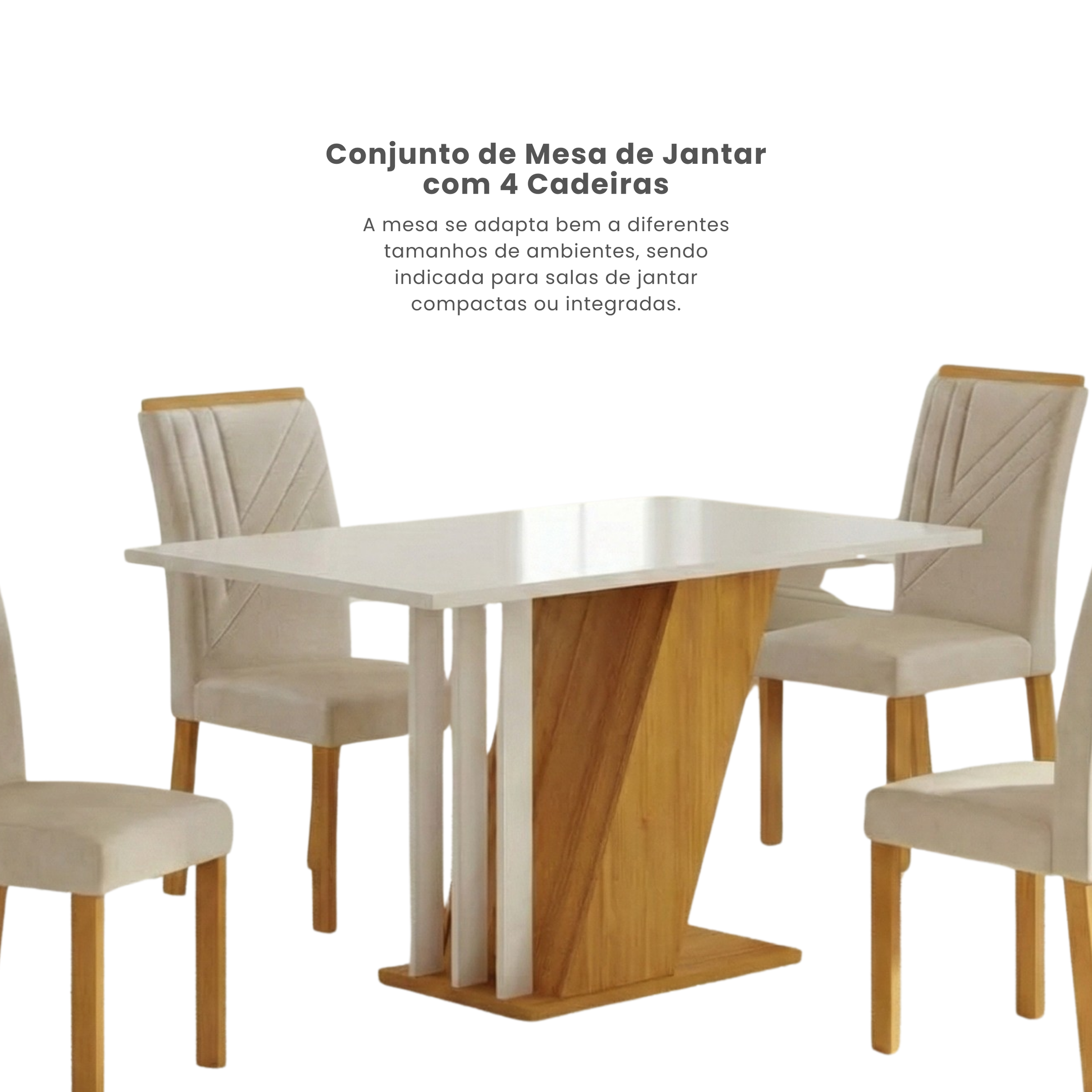 Conjunto Sala de Jantar Mesa Retangular Tampo MDF/MDP com 4 Cadeiras Miami Yescasa