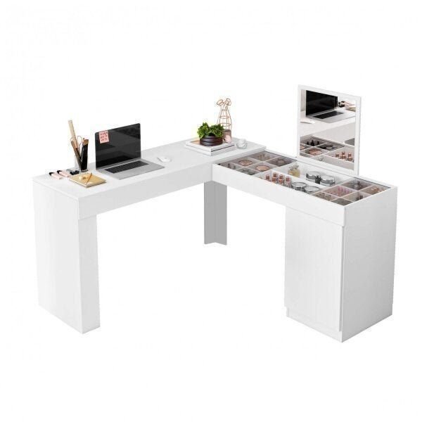 Escrivaninha Mesa Escritório Penteadeira de Canto com Espelho Star 1 Porta 136cm Belaflex