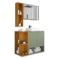 Conjunto para Banheiro Gabinete Suspenso com Cuba e Espelheira Ibiza Móveis Bechara 70cm Pistache/Naturale