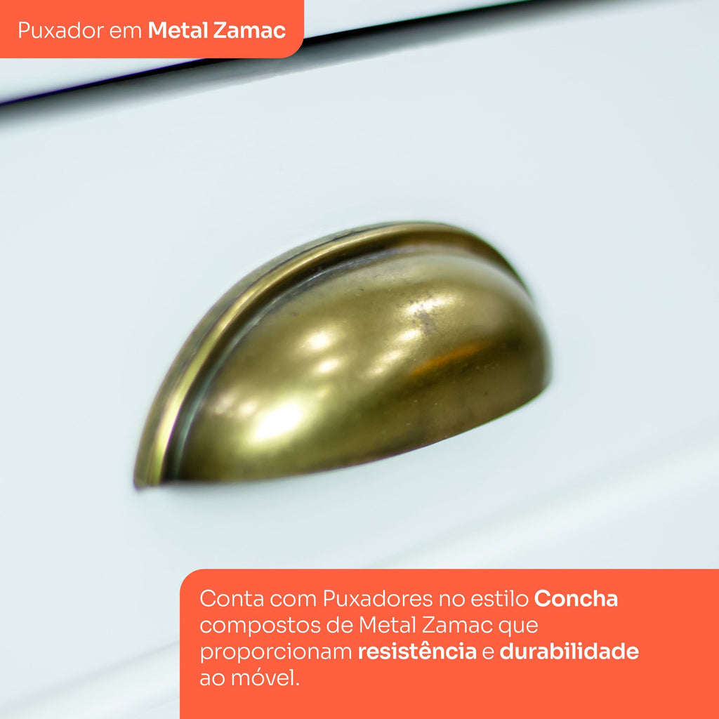 Balcão para Cozinha 2 Gavetas MDF 80cm Americana Henn Branco HP