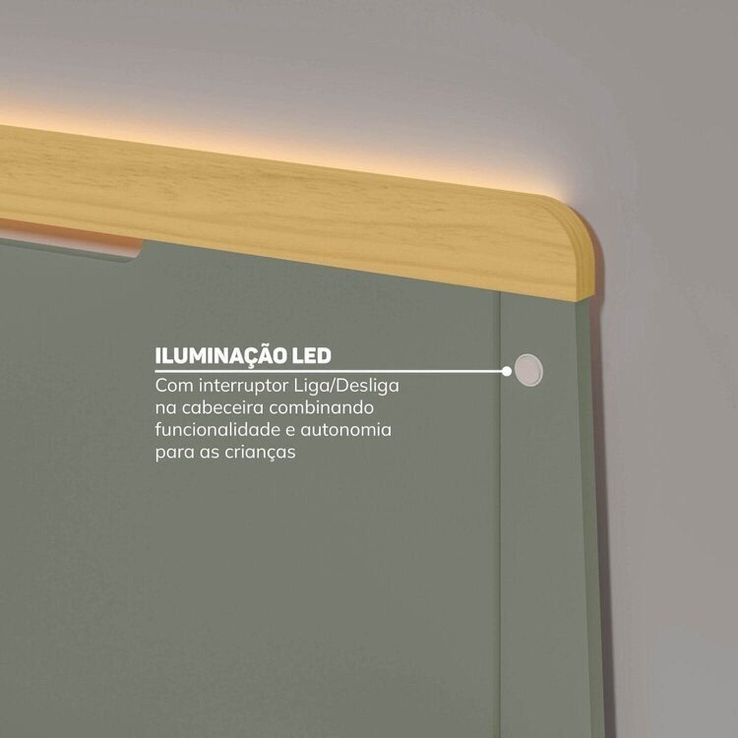 Quarto Infantil Completo Guarda-Roupa Curió e Bicama Petit Casatema Verde/Mel