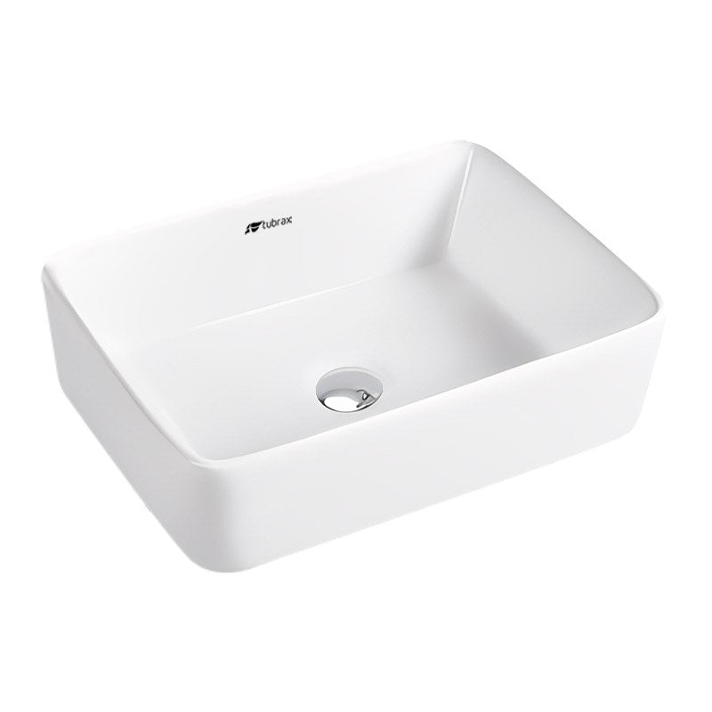 Cuba Banheiro Lavabo Cerâmica Retangular Branca Apoio Tubrax BAB0003