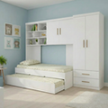 Quarto Completo Solteiro Juvenil 4 Peças com Guarda-Roupa e Bicama Modulado Chiara Phoenix Baby