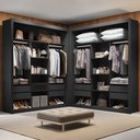 Closet Casal Premium 8 Gavetas MDP Branco/Freijó/Preto Amoudi Móveis