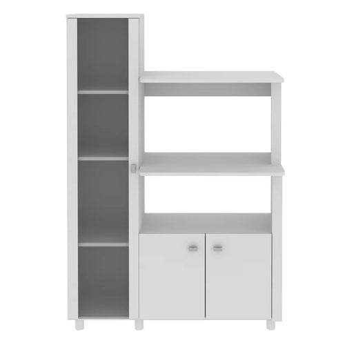Balcão Multiuso para Forno e Micro-Ondas 3 Portas 4 Prateleiras com Tampo BL3304 Tecno Mobili Branco