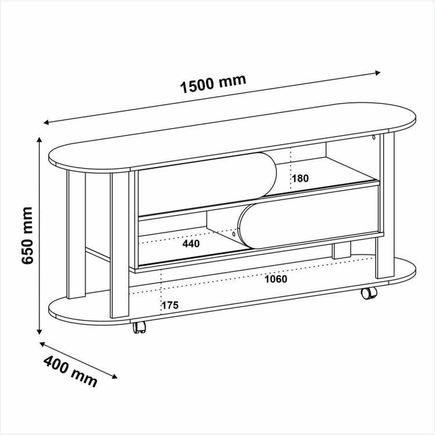 Kit Sala de Estar Rack Mesa Centro e Apoio Mundi Andes Espresso Móveis Cedro/Off White