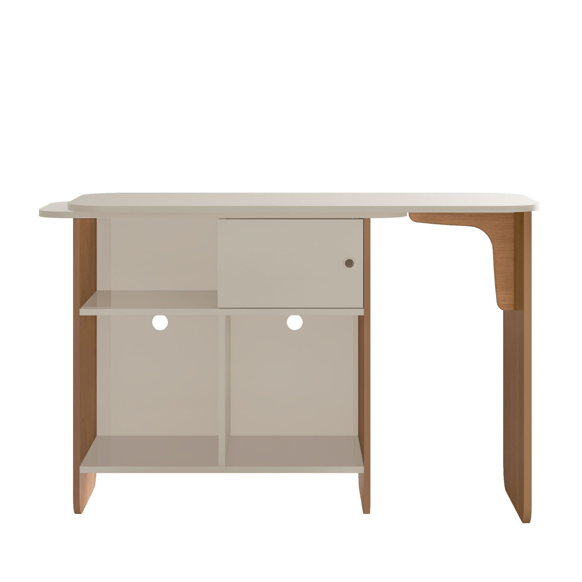 Escrivaninha Mesa Escritório Nomad 4 Nichos 1 Porta 114cm Artely Cinamomo e Off White