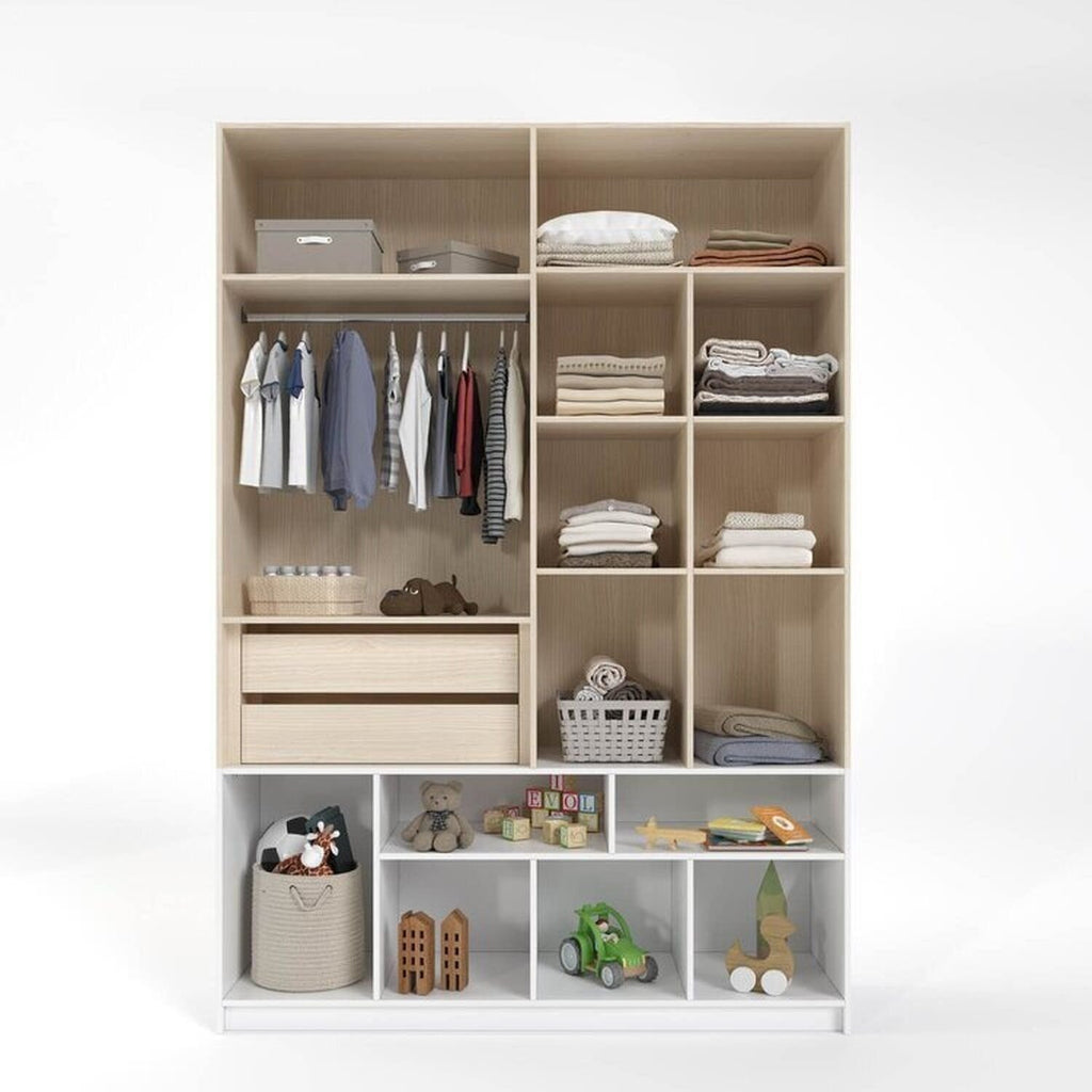 Quarto Completo com Guarda-Roupa Curió e Bicama Petit Casatema MadeiraOriginals Branco/Mel
