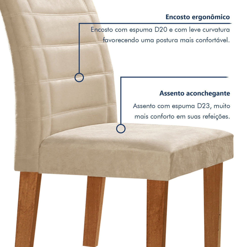 Conjunto Sala de Jantar Genova Tampo Vidro/MDF com 6 Cadeiras Genova Smart Plus Cel Móveis