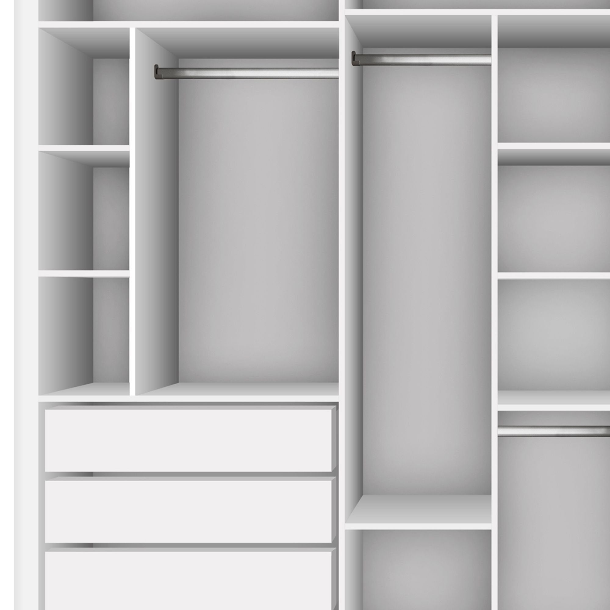 Guarda-Roupa Casal 3 Portas 6 Gavetas com Espelho Premium Lux Yescasa MDP Branco 242cm