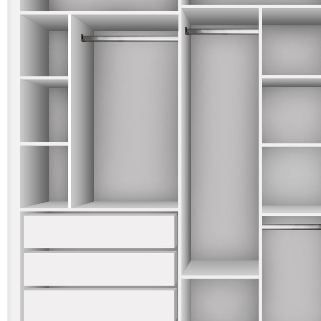 Guarda-Roupa Casal 3 Portas 6 Gavetas com Espelho Premium Lux Yescasa Branco