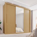 Guarda-Roupa Casal 3 Portas com Espelho 4 Gavetas Costa Rica Sallêto Móveis MDF/MDP Cinamomo/Off-White