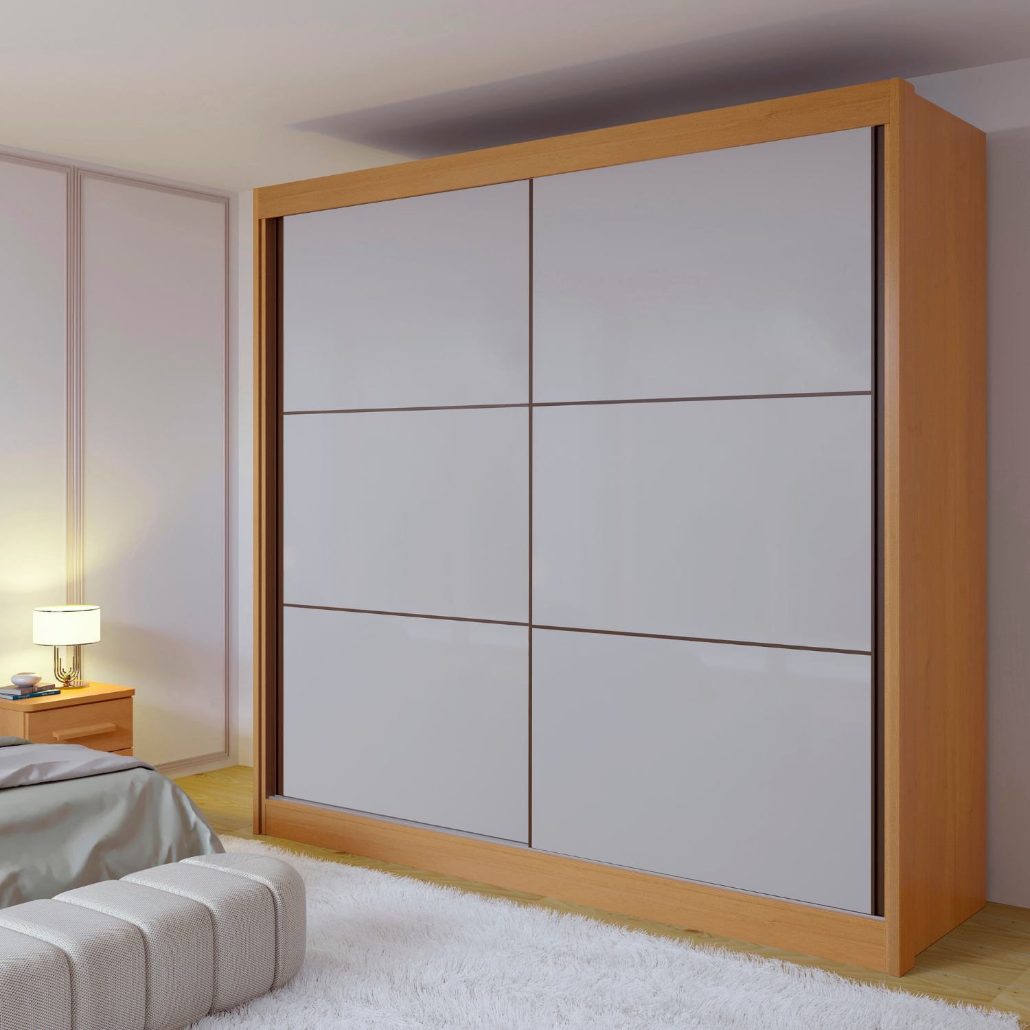 Guarda-Roupa Casal 2 Portas 6 Gavetas Hawai D Doro MDF Marrom/Cinamomo/Off White