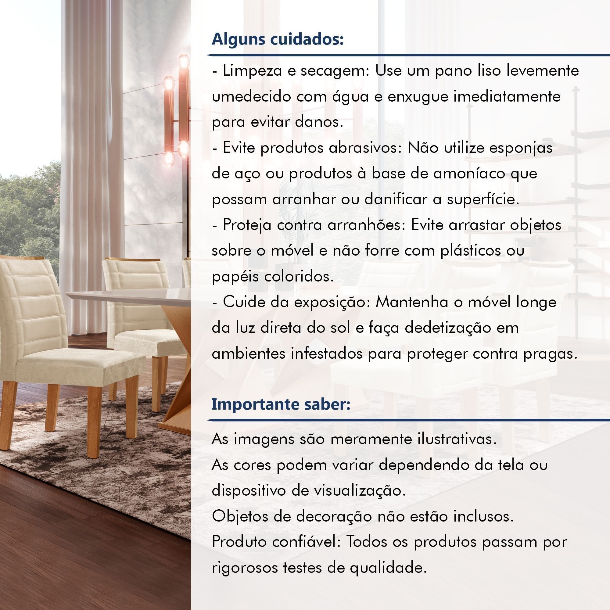 Conjunto Sala de Jantar Mesa Retangular Tampo Vidro/MDF com 8 Cadeiras Genova Smart Plus Cel Móveis