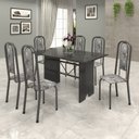 Conjunto Sala de Jantar Mesa Tampo Ardósia com 6 Cadeiras Lavínea Soma Móveis