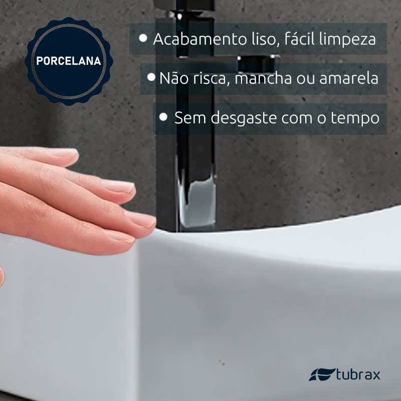Cuba Banheiro Lavabo Cerâmica Branca Tubrax BAB0002