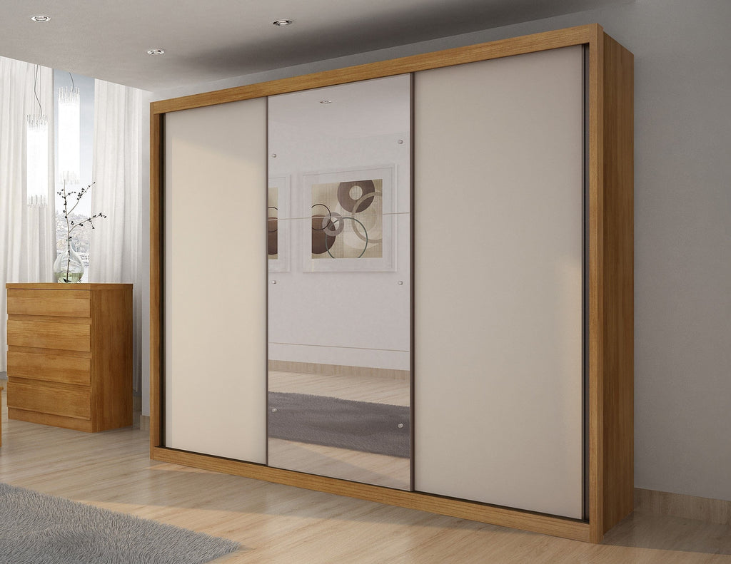 Guarda-Roupa Casal 3 Portas 6 Gavetas com Espelho Vegas Novo Horizonte 100% MDF Branco
