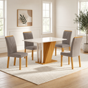 Conjunto Sala de Jantar Mesa Retangular Tampo MDF/MDP com 4 Cadeiras Miami Yescasa
